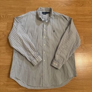 Ralph Lauren Shirt‎ Men's 17.5 / XL Classic Fit Shirt Blue/White Striped Preppy